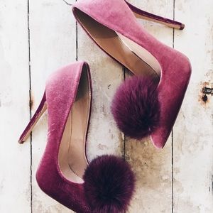 Liliana Velvet Pom-Pom Heels